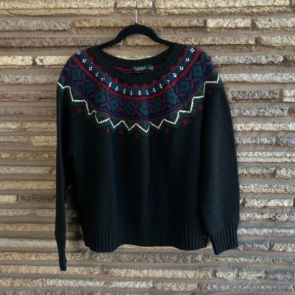 Lauren Ralph Lauren Black Label Fair Isle Wool Sweater Size XL - Picture 8 of 10